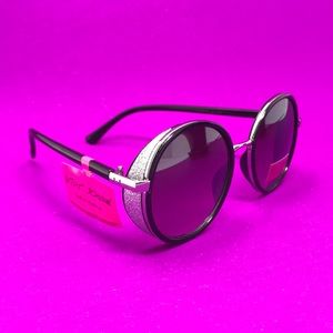 Betsy Johnson Round Silver Glitter Sunglass